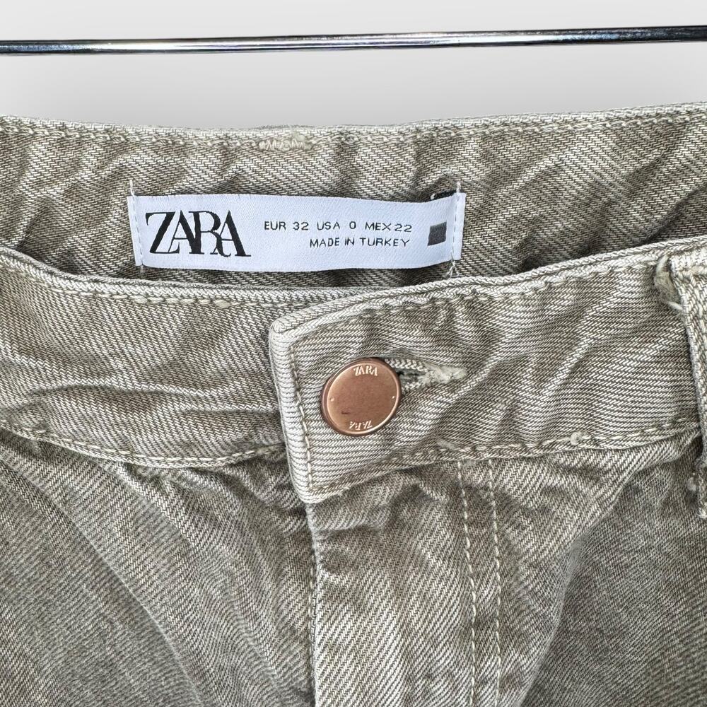 Zara Olive Green 0 Cargo Pants High Rise Wide Leg Y2K Baggy Avante Garde Street - Picture 3 of 8